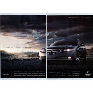 2007 Acura TL Type S Luxury Sports Sedan 2 Page Vintage Print Ad Mountains Art